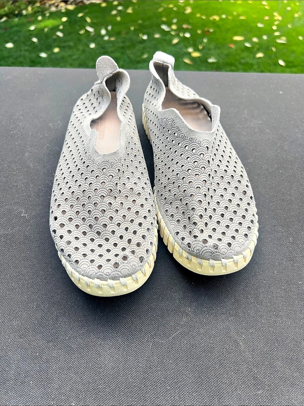 Ilse Jacobsen Gray Geometric Slip-On Flats 38